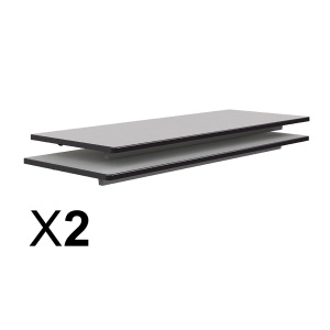 Lot de 2 plateaux TAGE/GANGE antibruit ép.21 mm stratifié chant polyuréthane noir - 130x50 cm - Gris perle