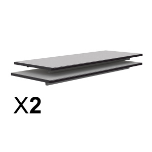 Lot de 2 plateaux TAGE/GANGE antibruit ép.21 mm stratifié chant polyuréthane noir - 130x50 cm - Gris perle