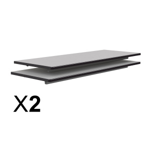 Lot de 2 plateaux TAGE/GANGE antibruit ép.21 mm stratifié chant polyuréthane noir - 130x50 cm - Gris perle
