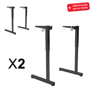 Lot de 2 piètements GANGE HR époxy crochets époxy gris RAL 9006 - T3 à T6 - Noir RAL 9005