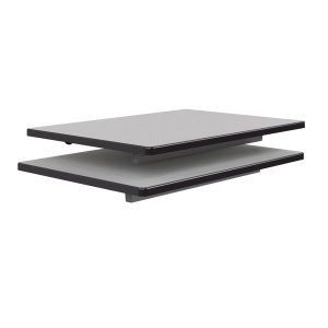 Lot de 2 plateaux TAGE/GANGE ép.19 mm stratifié chant polyuréthane noir - 70x50 cm - Gris perle