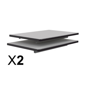 Lot de 2 plateaux TAGE/GANGE ép.19 mm stratifié chant polyuréthane noir - 70x50 cm - Gris perle