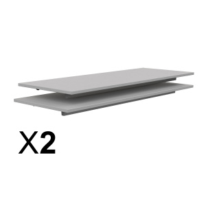 Lot de 2 plateaux TAGE/GANGE ép.19 mm mélaminé chant ABS - 130x50 cm - Gris perle