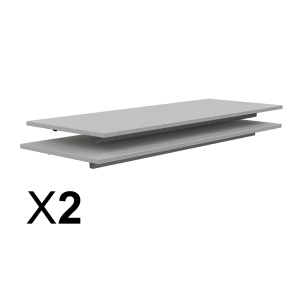 Lot de 2 plateaux TAGE/GANGE ép.19 mm mélaminé chant ABS - 130x50 cm - Gris perle