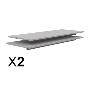 Lot de 2 plateaux TAGE/GANGE ép.19 mm mélaminé chant ABS - 130x50 cm - Gris perle