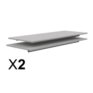 Lot de 2 plateaux TAGE/GANGE ép.19 mm mélaminé chant ABS - 130x50 cm - Gris perle