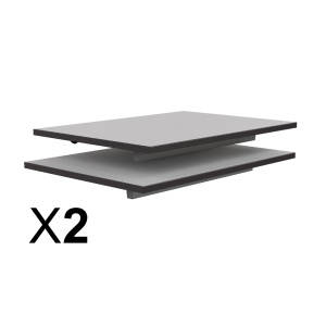 Lot de 2 plateaux TAGE/GANGE ép.19 mm mélaminé chant ABS noir - 70x50 cm - Gris perle