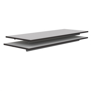 Lot de 2 plateaux TAGE/GANGE ép.19 mm mélaminé chant ABS noir - 130x50 cm - Gris perle