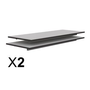 Lot de 2 plateaux TAGE/GANGE ép.19 mm mélaminé chant ABS noir - 130x50 cm - Gris perle