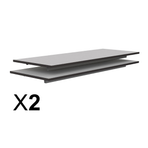 Lot de 2 plateaux TAGE/GANGE ép.19 mm mélaminé chant ABS noir - 130x50 cm - Gris perle