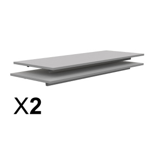 Lot de 2 plateaux TAGE/GANGE ép.19 mm mélaminé chant ABS gris - 130x50 cm - Gris perle