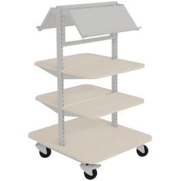 Présentoir MILOSEPT mobile double face stratifié et 2 tablettes époxy - L60xP84xH120 cm