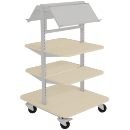 Présentoir MILOSEPT mobile double face stratifié et 2 tablettes époxy - L60xP84xH120 cm