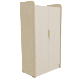 Armoire COSMO 2 portes moraillon lingerie médium et mélaminé - L100xP63,3xH191 cm