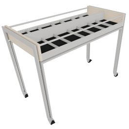 Bac à CD/DVD ITO 14 cases avec 1 tiroir avec roulettes - L123xP60xH92,7 cm