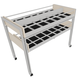 Bac à CD/DVD ITO 21 cases avec 1 tiroir avec roulettes - L123xP60xH92,7 cm