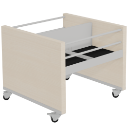 Bac CARÉA BD enfant 4 cases côtés stratifié avec roulettes - L70xP69xH59,8 cm