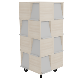 Tour à périodiques 16 cases portes métal - mobile  - L73 x P73 x H155,7 cm