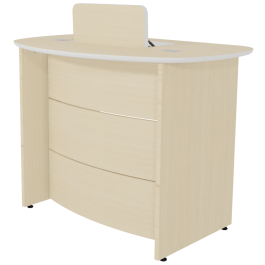 Banque d'accueil ONDINE 1 place 2 tiroirs coffre escamotable forme haricot- H110 cm