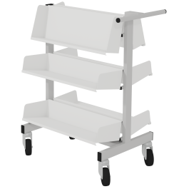 Chariot CLIFF double face 6 tablettes blanc RAL9016 structure métal - H93,4 cm
