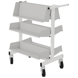 Chariot CLIFF double face 6 tablettes blanc RAL9016 structure métal - H93,4 cm
