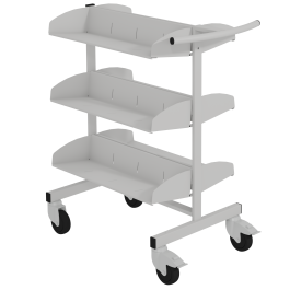 Chariot CLOVIS double face 6 tablettes structure métal - H93 cm