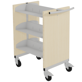 Chariot CARLOS double face 6 tablettes structure métal panneaux placage hêtre - H93 cm