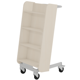 Chariot CÉSAR simple face 4 tablettes panneaux mélaminé structure métal - H121,6 cm