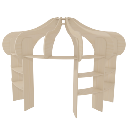 Cabane MUSHROOM avec toit multiplis bouleau vernis - demi-lune D273xH175 cm