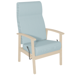 Fauteuil QUIETUDE assise et dossier inclinable tissu enduit piètement hêtre massif