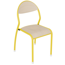Chaise ROND'O 4 pieds antibruit assise et dossier bois Blueprotech® piètement époxy - T1 à T6 - Stock