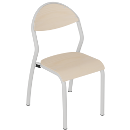 Chaise NUAGE assise et dossier bois Blueprotech® piètement époxy - T2 - Gris alu RAL 9006