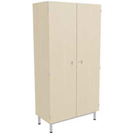 Armoire BIP BOP 2 portes mélaminé piètement époxy - L90xP45xH180 cm - Hêtre miel/gris alu RAL 9006