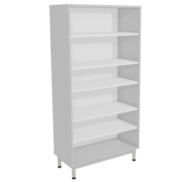 Bibliothèque BIP BOP mélaminé piètement époxy- L90xP43xH180 cm - gris perle/ gris alu RAL 9006