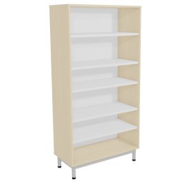 Bibliothèque BIP BOP mélaminé piètement époxy- L90xP43xH180 cm - Hêtre miel / gris alu RAL 9006