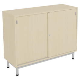 Meuble BIP BOP portes coulissantes méla pièt époxy - L120xP45xH95 cm - Hêtre miel/gris alu RAL 9006