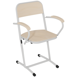 Bridge HÉLIA AST assise accoudoir et dossier bois Blueprotech® piètement époxy - T6 - Gris alu RAL 9006