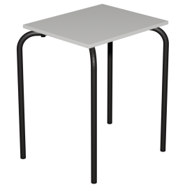 Table CARY plateau ép.19 mm mélaminé chant ABS piètement époxy - 60x50 cm - T6 - Blanc craie/noir RAL 9005