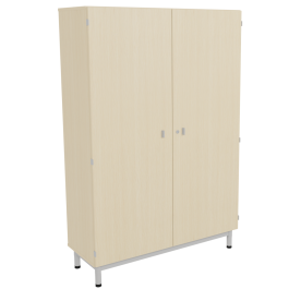 Armoire BIP BOP 2 portes mélaminé piètement époxy - L120xP45xH180 cm - Hêtre miel/gris alu RAL 9006