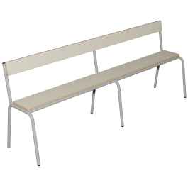 Banc MOLY avec dossier MDF mélaminé chant vernis piètement époxy L200 cm - T4 à T6