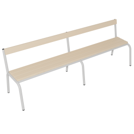 Banc MOLY avec dossier hêtre massif vernis incolore piètement époxy - L120 cm - T3