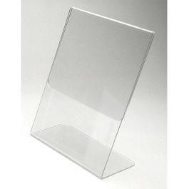 Présentoir de table format portrait plexiglas - l.28xP.7,1xH.22,4 cm