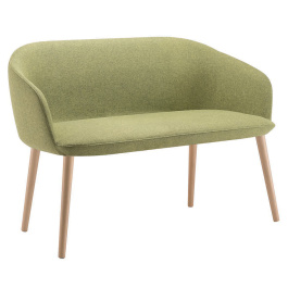 Canapé MILOS 2 places tissu enduit piètement bois incolore - L118xP58xH78 cm