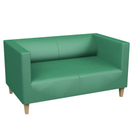 Canapé ARGO LIGHT WOOD 2 places tissu enduit piètement bois incolore - L128xP75xH68 cm