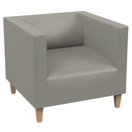 Fauteuil ARGO LIGHT WOOD tissu enduit piètement bois incolore - L75xP75xH68 cm