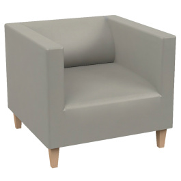 Fauteuil ARGO LIGHT WOOD tissu enduit piètement bois incolore - L75xP75xH68 cm