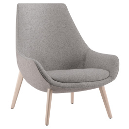 Fauteuil CRYSTAL LOUNGE tissu STEP MELANGE piètement bois incolore - L72xP72xH80 cm