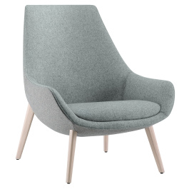 Fauteuil CRYSTAL LOUNGE tissu STEP MELANGE piètement bois incolore - L72xP72xH80 cm