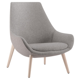 Fauteuil CRYSTAL LOUNGE tissu STEP MELANGE piètement bois incolore - L72xP72xH80 cm