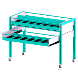 Bac à CD/DVD ITO 21 cases avec 1 tiroir avec roulettes - L123xP60xH92,7 cm